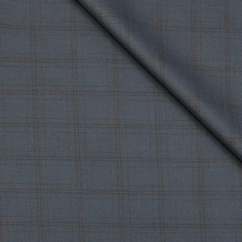 Trouser Fabric Raymond PV Broad Check Colour Brown N Lava Grey