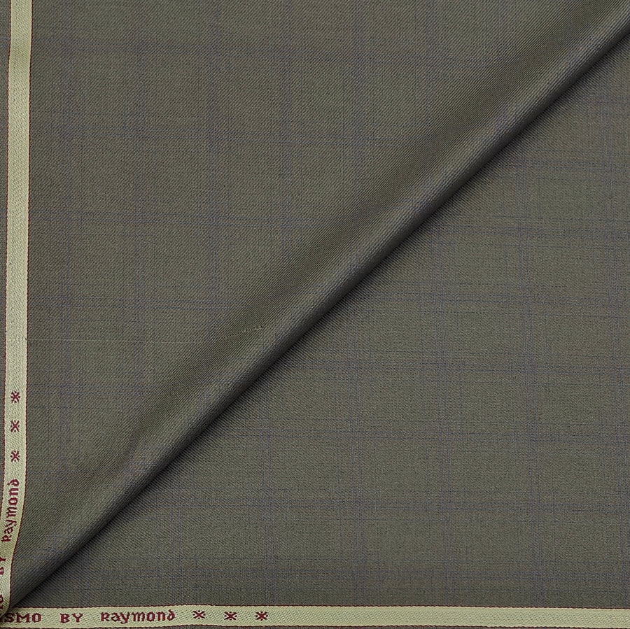 Trouser Fabric Raymond PV Broad Check Colour Greenish Brown