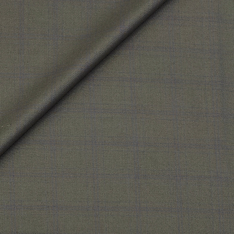 Trouser Fabric Raymond PV Broad Check Colour Greenish Brown