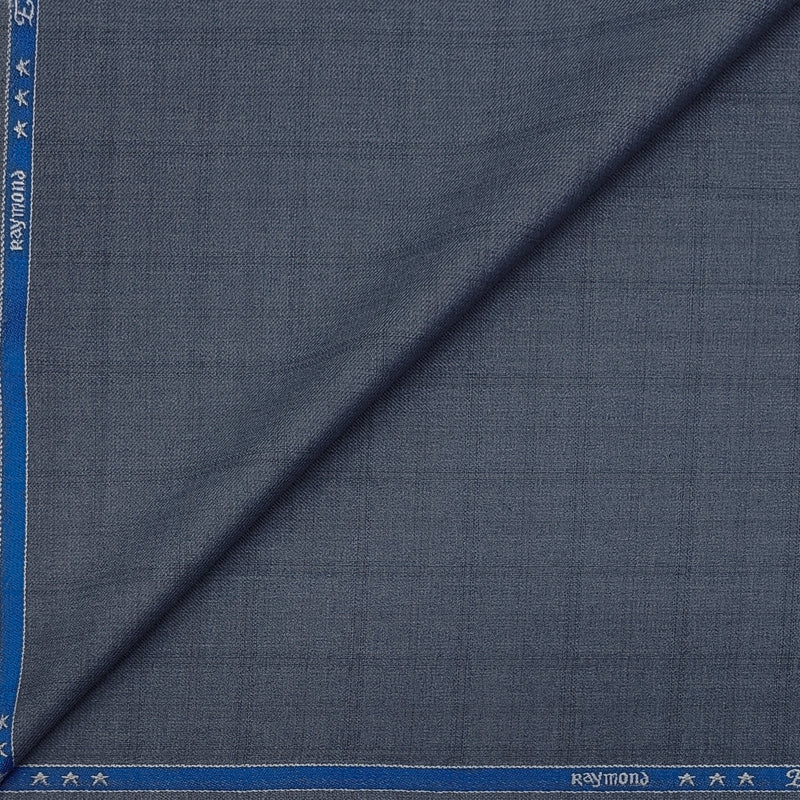 Trouser Fabric Raymond PV Broad Check Colour Glaucous Blue