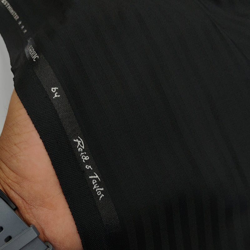 Trouser Fabric Reid & Taylor Poly Viscose Self Stripe Color Black