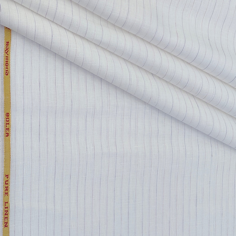Shirt Fabric Raymond 80Lea×80Lea Pure Linen Fine Stripe Colour Purple N White