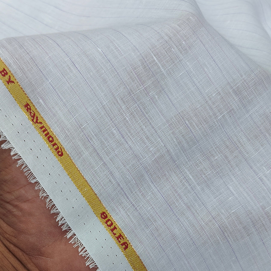 Shirt Fabric Raymond 80Lea×80Lea Pure Linen Fine Stripe Colour Purple N White
