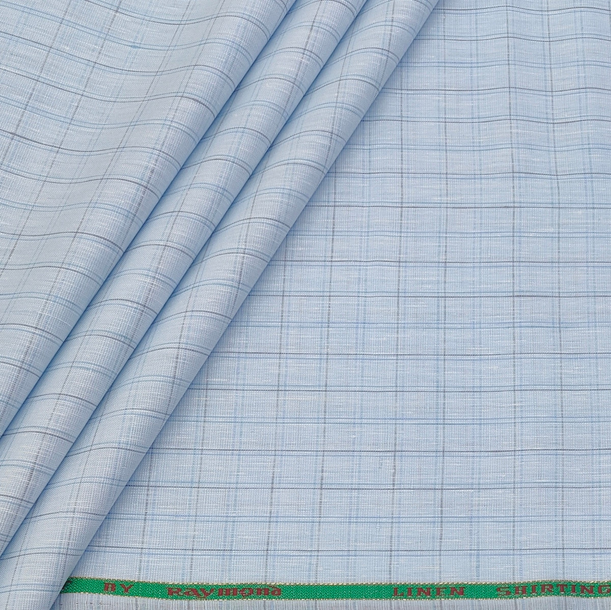 Shirt Fabric Raymond Linen Cotton Windowpane Check Colour Powder Blue