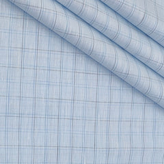 Shirt Fabric Raymond Linen Cotton Windowpane Check Colour Powder Blue
