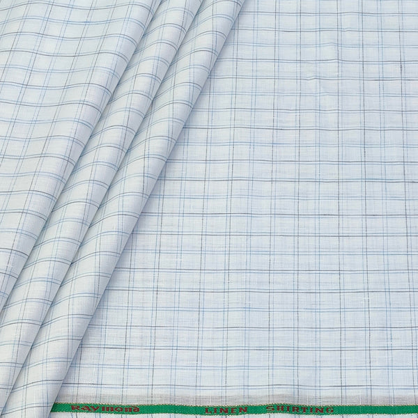 Shirt Fabric Raymond Linen Cotton Windowpane Check Colour White