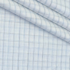 Shirt Fabric Raymond Linen Cotton Windowpane Check Colour White