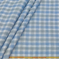 Shirt Fabric Raymond Pure Linen Gingham Check Colour Light Blue N White