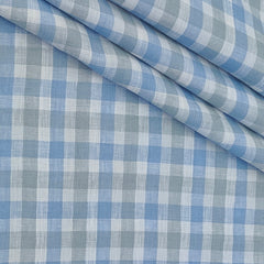 Shirt Fabric Raymond Pure Linen Gingham Check Colour Light Blue N White