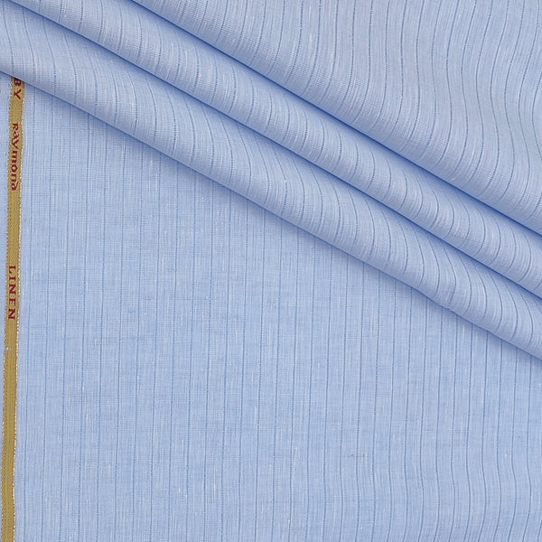 Shirt Fabric Raymond Linen Cotton Vertical Stripes Colour Sky Blue