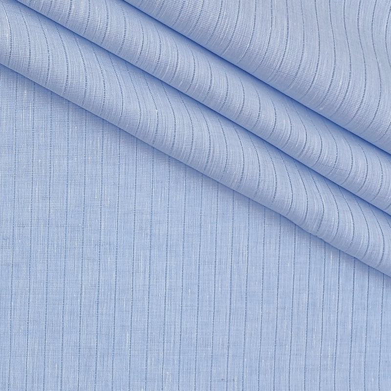 Shirt Fabric Raymond Linen Cotton Vertical Stripes Colour Sky Blue