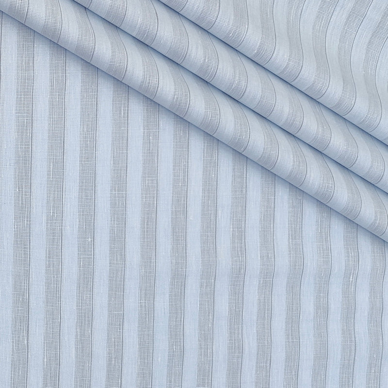Shirt Fabric Raymond Linen Cotton Vertical Stripe Colour Powder Blue
