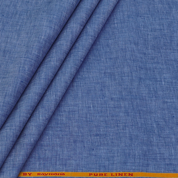 Shirt Fabric Raymond Pure Linen Plain Colour Denim Blue