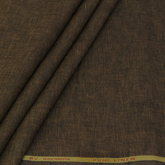 Shirt Fabric Raymond Pure Linen Plain Colour Coffee Brown