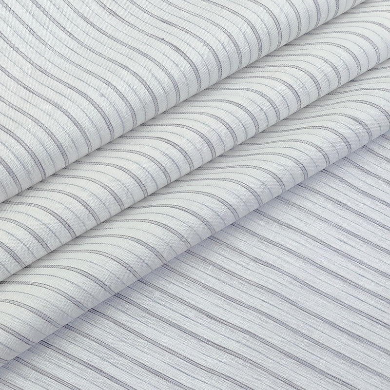Shirt Fabric Raymond Linen Cotton Vertical Stripes Colour Grey N White