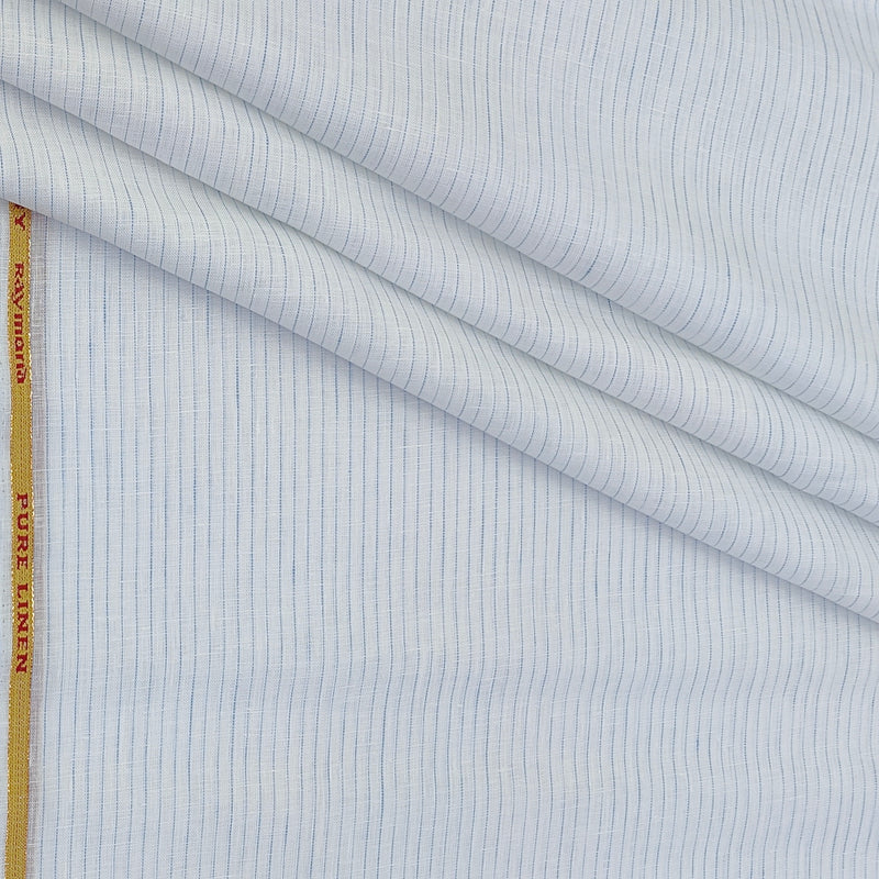 Shirt Fabric Raymond Pure Linen PinStripes Colour Blue N White