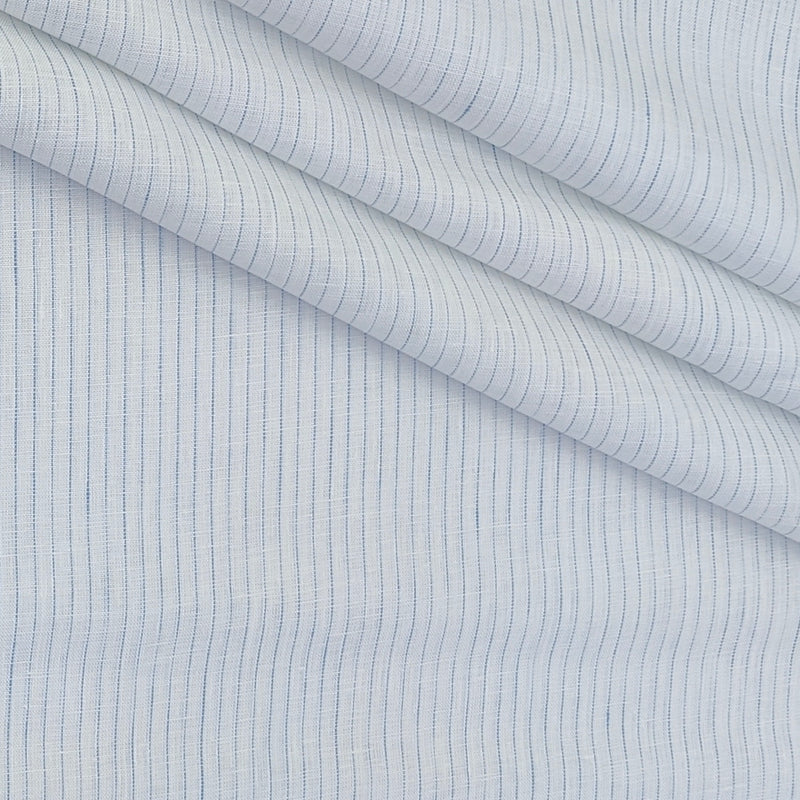Shirt Fabric Raymond Pure Linen PinStripes Colour Blue N White