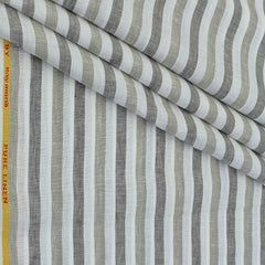 Shirt Fabric Raymond Pure Linen Awning Stripes Colour Dull Green N Off White