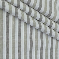 Shirt Fabric Raymond Pure Linen Awning Stripes Colour Dull Green N Off White