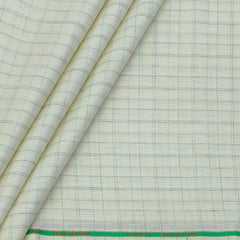 Shirt Fabric Raymond Linen Cotton Windowpane Check Colour Pastel Cream