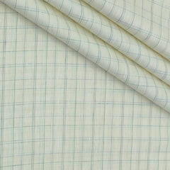Shirt Fabric Raymond Linen Cotton Windowpane Check Colour Pastel Cream