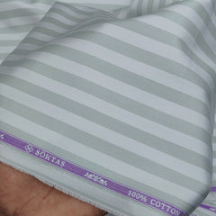 Shirt Fabric Soktas Finest 80s Giza Cotton Awning Stripes Colour Dull Green N White