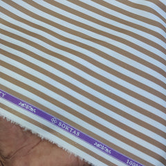 Shirt Fabric Soktas Finest 80s Giza Cotton Bengal Stripe Colour Peanut Brown N White