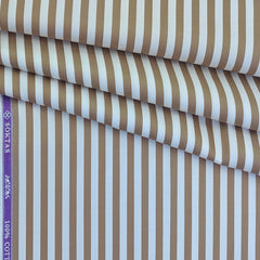 Shirt Fabric Soktas Finest 80s Giza Cotton Bengal Stripe Colour Peanut Brown N White