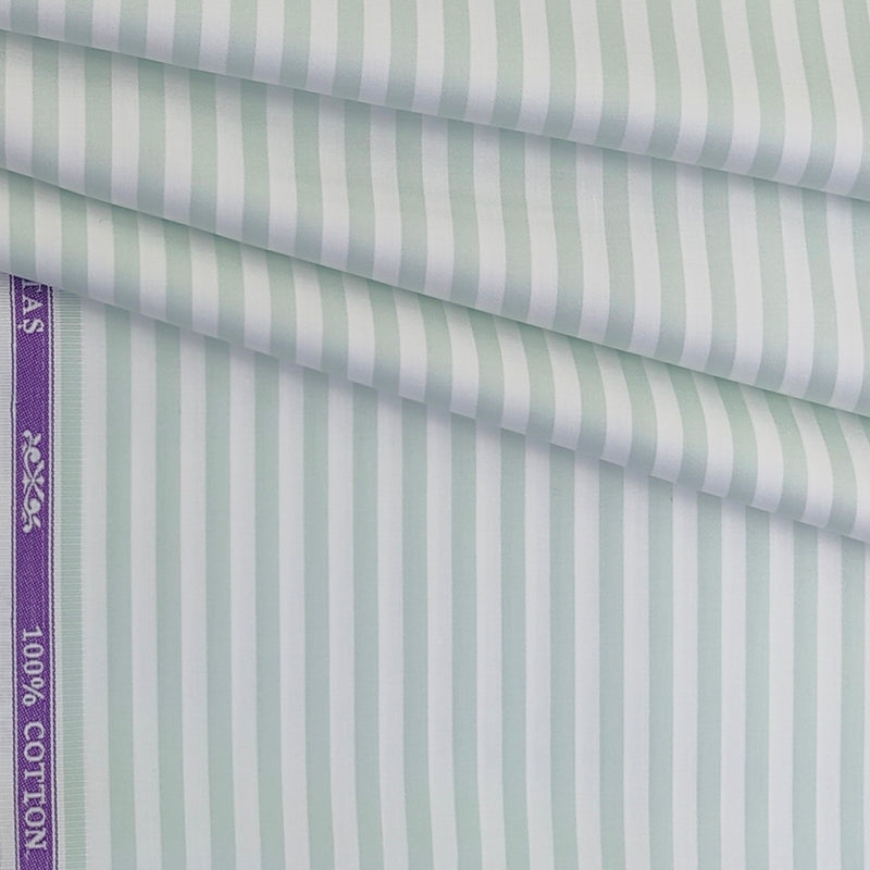 Shirt Fabric Soktas Finest 80s Giza Cotton Awning Stripes Colour Dull Green N White