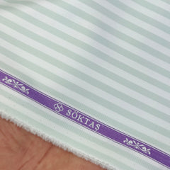 Shirt Fabric Soktas Finest 80s Giza Cotton Bengal Stripe Colour Light Green N White