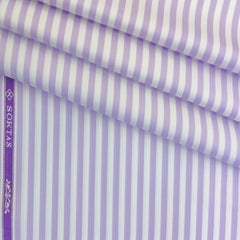 Shirt Fabric Soktas Finest 80s Giza Cotton Bengal Stripe Colour Lavender N White