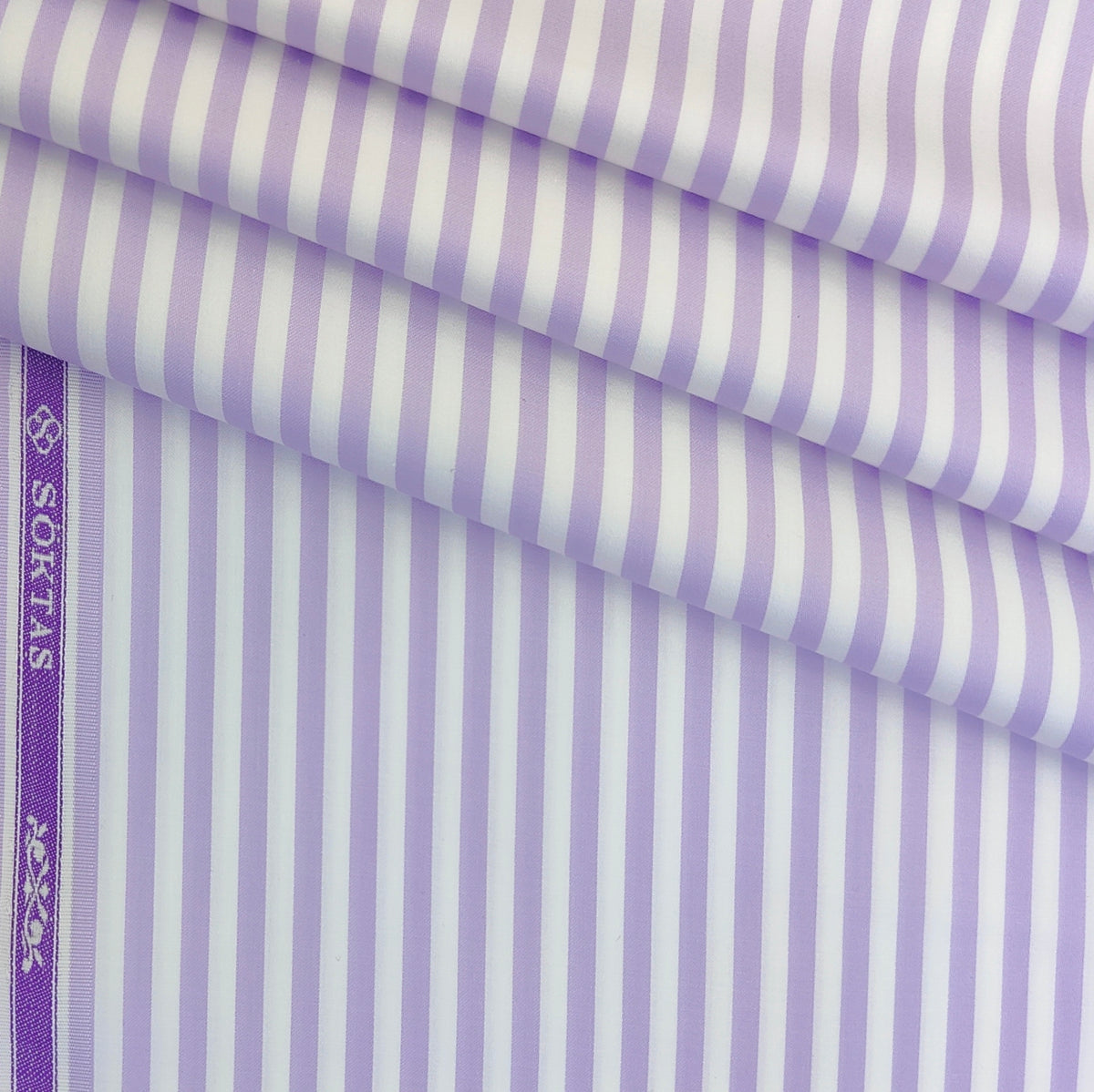 Shirt Fabric Soktas Finest 80s Giza Cotton Bengal Stripe Colour Lavender N White