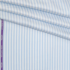Shirt Fabric Soktas Finest 80s Giza Cotton Bengal Stripe Colour Blue N White
