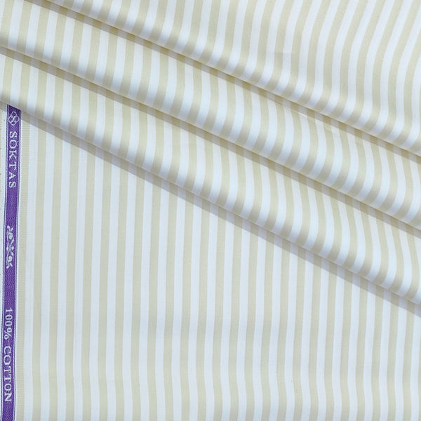 Shirt Fabric Soktas Finest 80s Giza Cotton Bengal Stripe Colour Cream Yellow N White