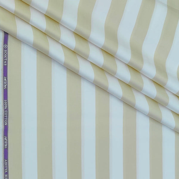 Shirt Fabric Soktas Finest 80s Giza Cotton Patta Lining Colour Cream N White