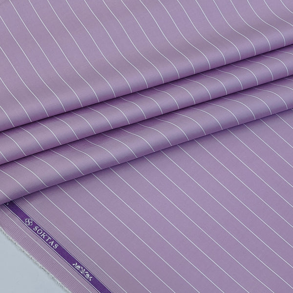 Shirt Fabric Soktas Finest 80s Giza Cotton Vertical Stripes Colour Lavender