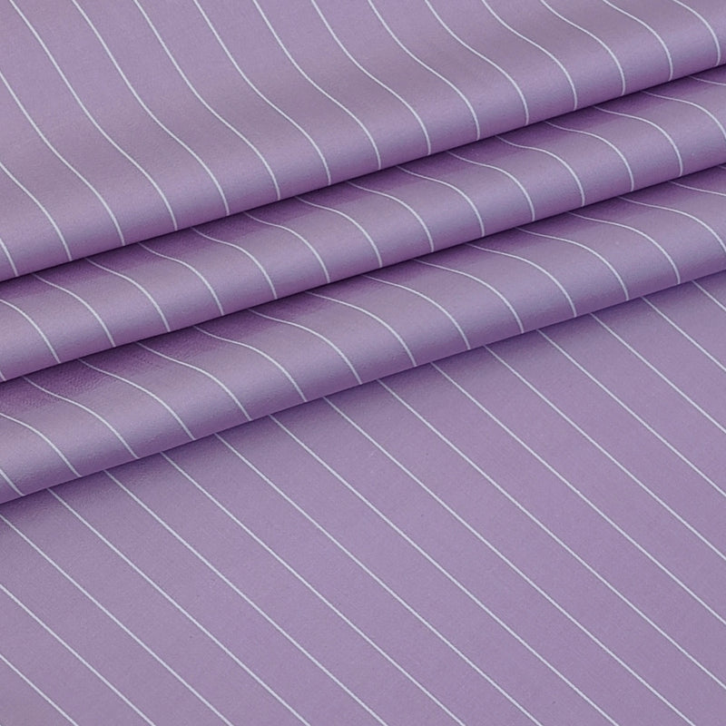 Shirt Fabric Soktas Finest 80s Giza Cotton Vertical Stripes Colour Lavender