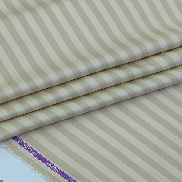 Shirt Fabric Soktas Finest 80s Giza Cotton Self Stripes Colour Beige
