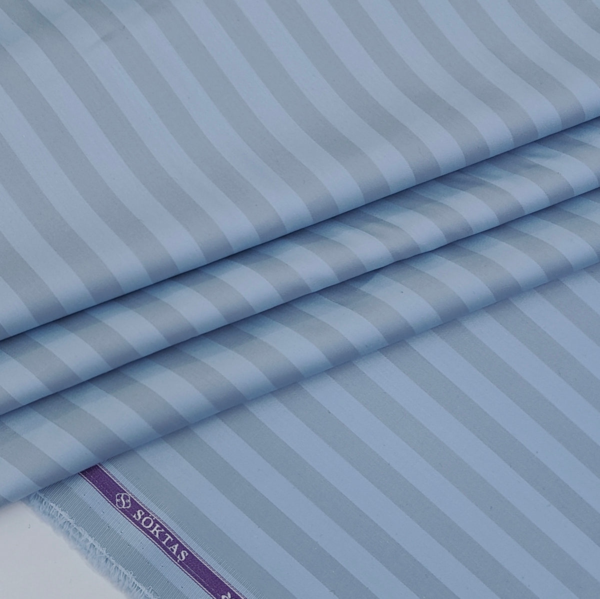 Shirt Fabric Soktas Finest 80s Giza Cotton Self Stripes Colour Sky Blue