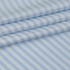 Shirt Fabric Soktas Finest 80s Giza Cotton Bengal Stripe Colour Sky Blue N White