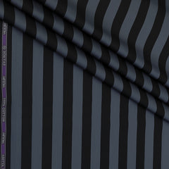 Shirt Fabric Soktas Finest 80s Giza Cotton Awning Stripes Colour Lava Grey N Black