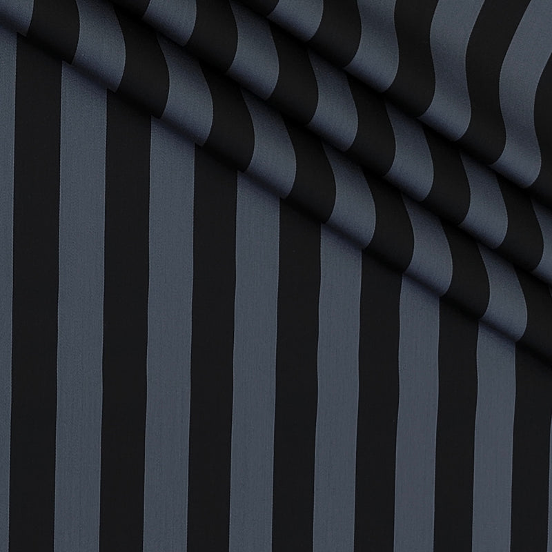 Shirt Fabric Soktas Finest 80s Giza Cotton Awning Stripes Colour Lava Grey N Black