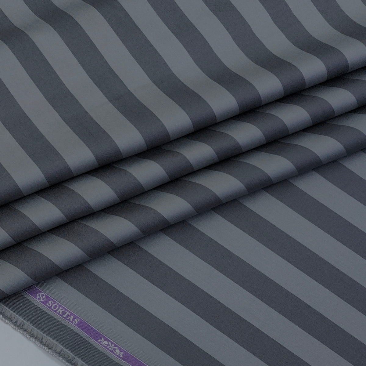 Shirt Fabric Soktas Finest 80s Giza Cotton Bengal Stripe Colour Charcoal Grey