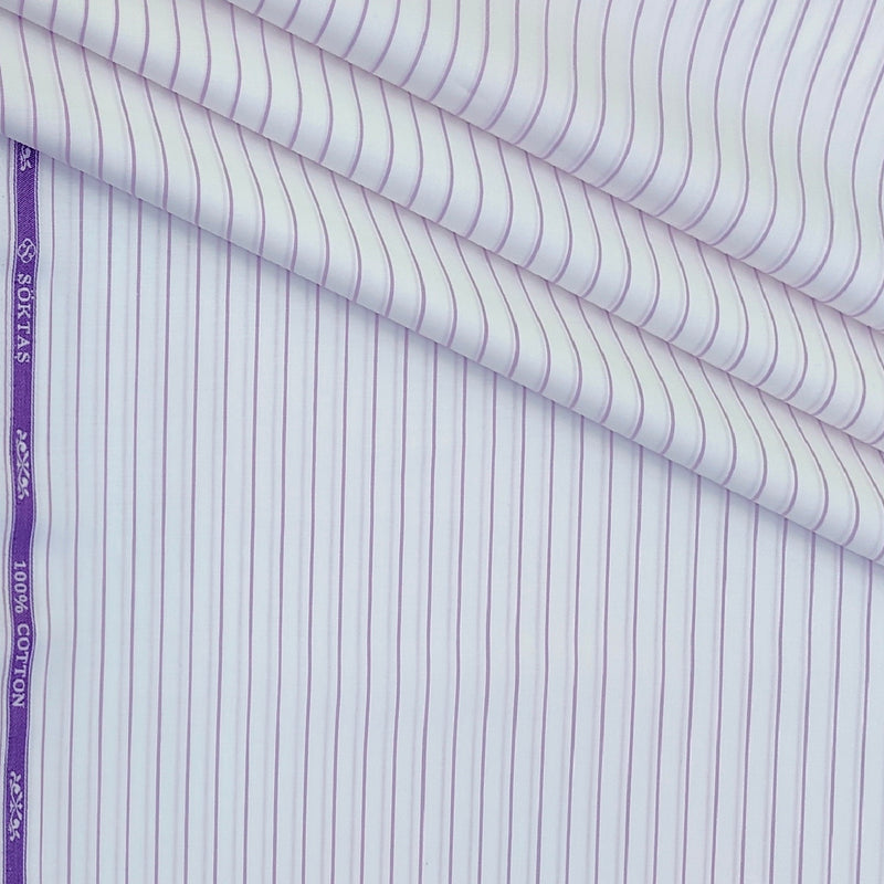 Shirt Fabric Soktas Finest 80s Giza Cotton Lining Colour Purple N White