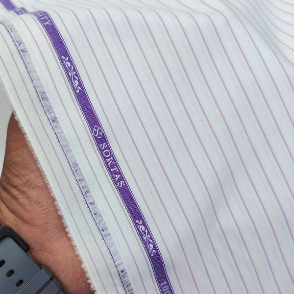 Shirt Fabric Soktas Finest 80s Giza Cotton Lining Colour Purple N White