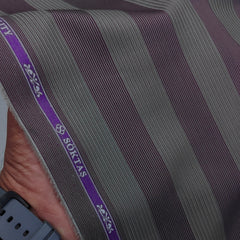 Shirt Fabric Soktas Finest 80s Giza Cotton Pencil Stripe Colour Dusty Brown N Plum