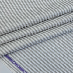 Shirt Fabric Soktas Finest 80s Giza Cotton Bengal Stripe With Dobby Colour Grey N White
