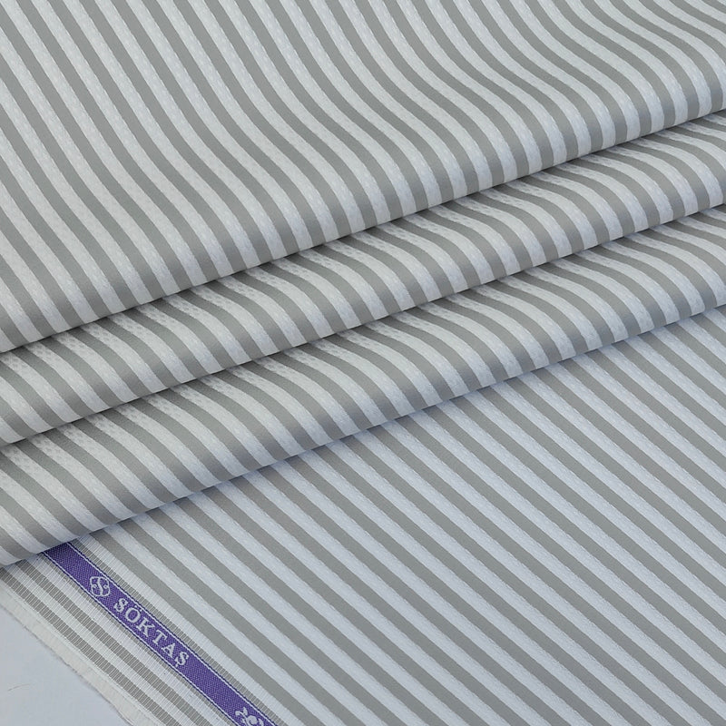 Shirt Fabric Soktas Finest 80s Giza Cotton Bengal Stripe With Dobby Colour Grey N White