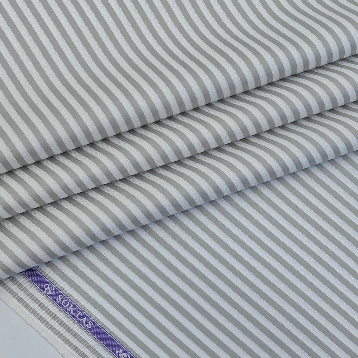 Shirt Fabric Soktas Finest 80s Giza Cotton Bengal Stripe With Dobby Colour Grey N White