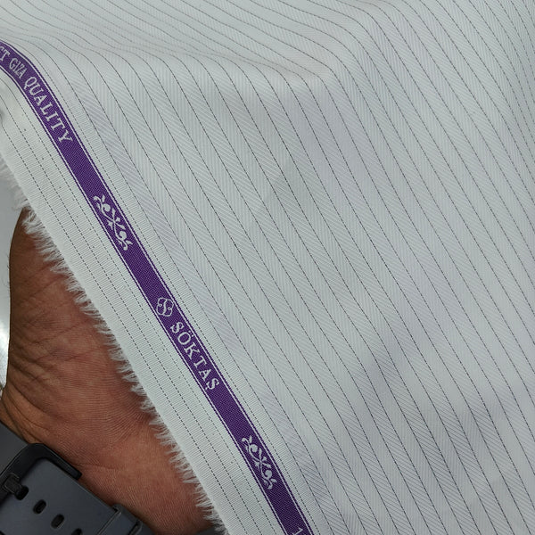 Shirt Fabric Soktas Finest 80s Giza Cotton Pencil Stripe Colour Black N White